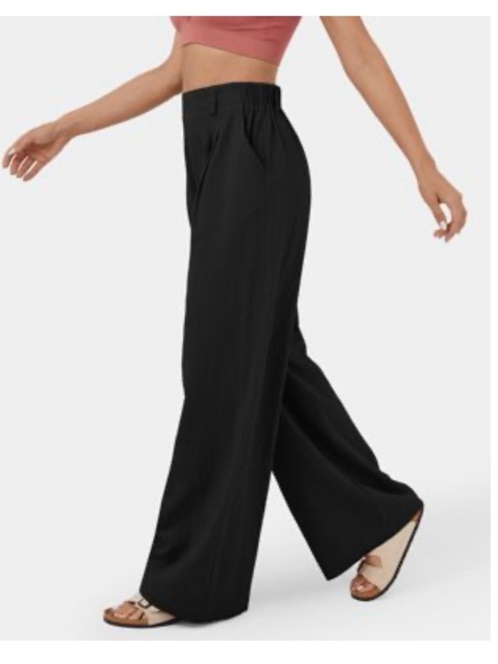 HALARA Black Wide-Leg Relaxed Trousers